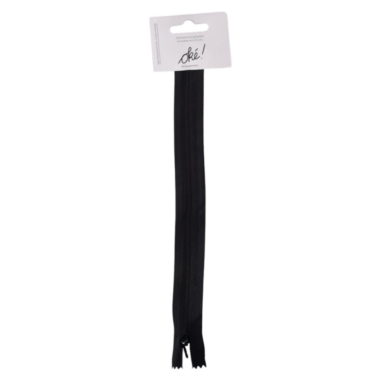 SACHET DE 6 / FERMETURE A GLISSIERE INVISIBLE 20 CM. NOIR